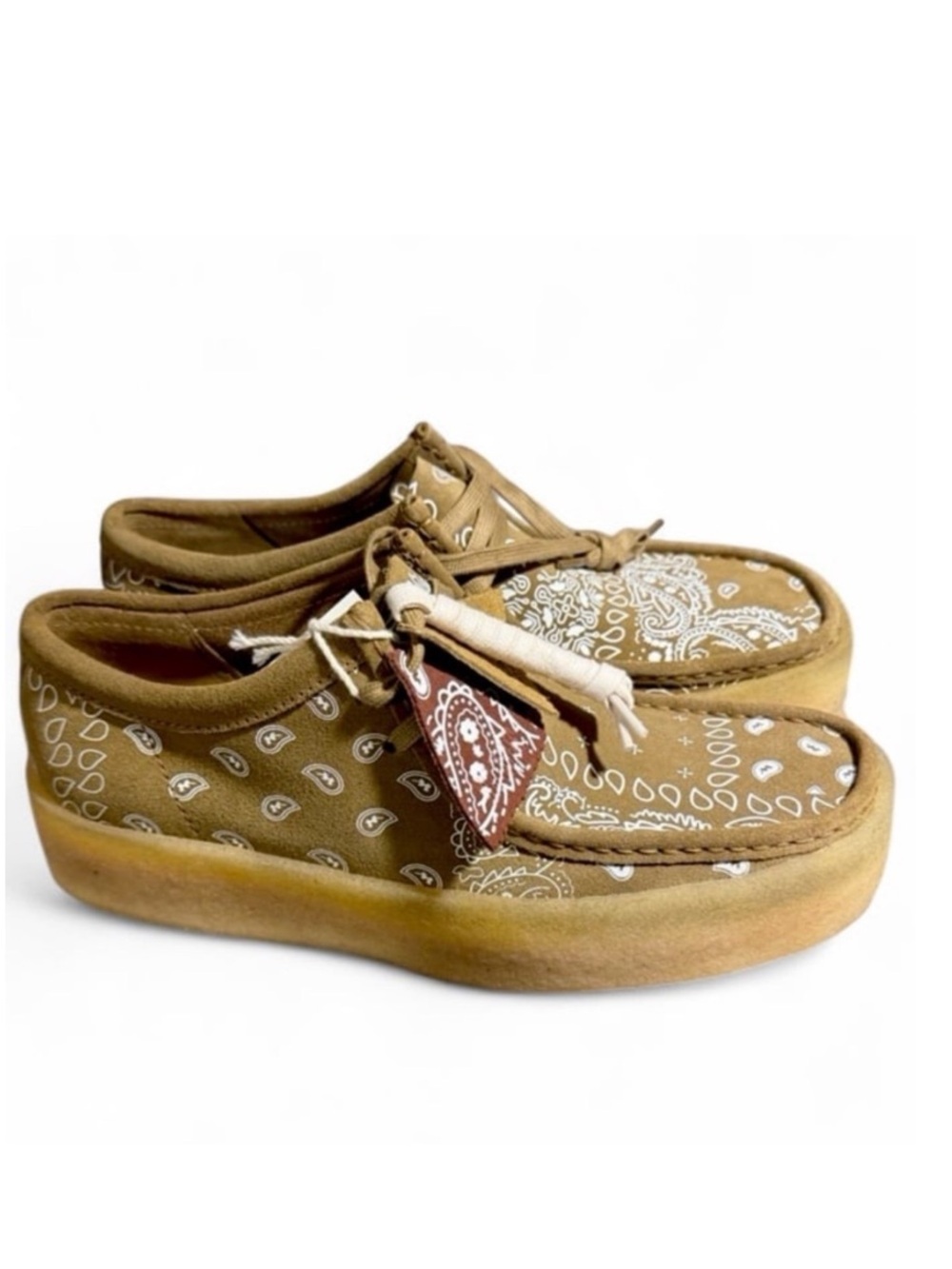 Clarks Wallabee Cup Dark Olive Bandana Print Moc Shoes Sz. US Men 10 (Deadstock) - Picture 2 of 9